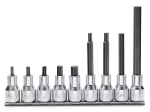 Image of Beta Tools 920PE/SB9 9pc 1/2" Square Drive Hexagon Bit Socket Driver Rail Set