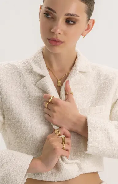 Image of Elk & Bloom 14K Gold Chain Link Stacking Ring, Gold, Women