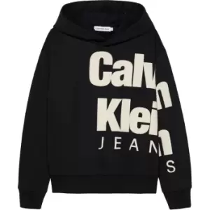 image of Calvin Klein Jeans Blown-Up Logo Fleece Hoodie - Black