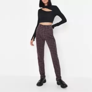 image of Missguided Tall Houndstooth Wrath Jeans - Brown