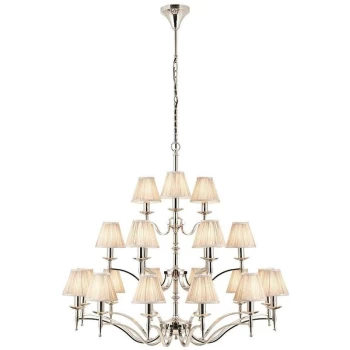 image of Interiors 1900 Lighting - Interiors Stanford Nickel - 21 Light Multi Arm Chandelier Polished Nickel Plate Finish, E14