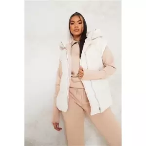 Image of I Saw It First Cream Oversized Hooded Gilet - White