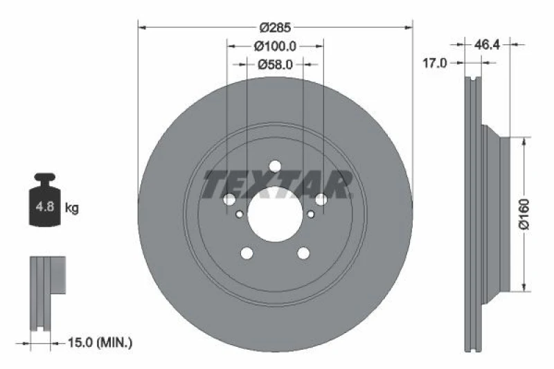 Image of Brake disc TEXTAR 92309303