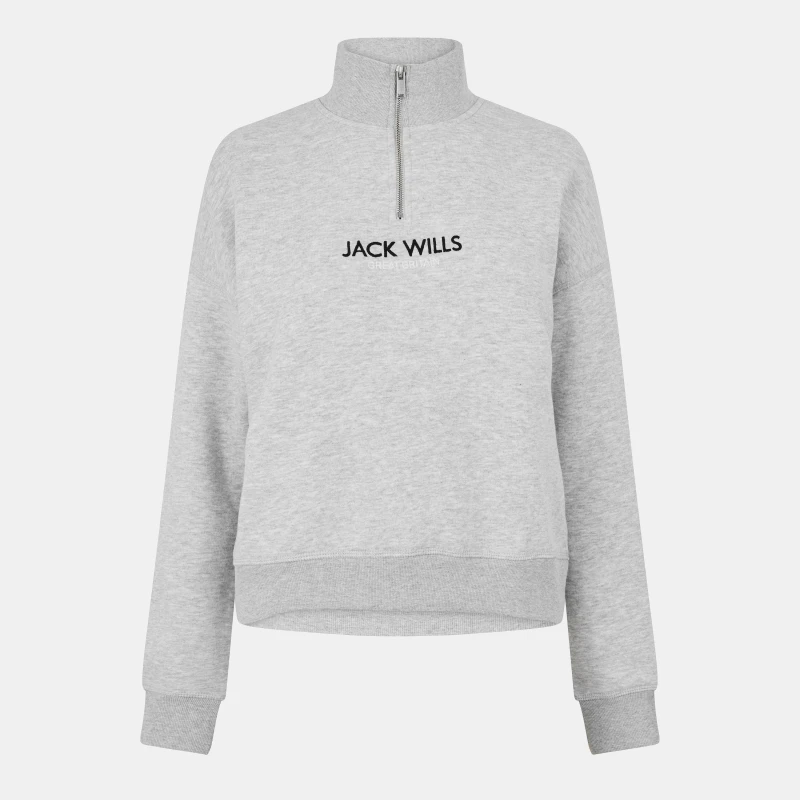 Image of Jack Wills Honeylane Half Zip Sweatshirt Womens Grey Marl female 6 (2XS)