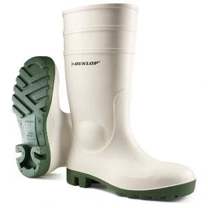 image of Dunlop Protomaster Safety Wellington Boot Steel Toe PVC 10.5 White Ref