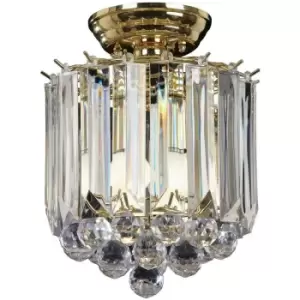 Image of Endon Fargo - 2 Light Flush Ceiling Light Acrylic, Brass, E14