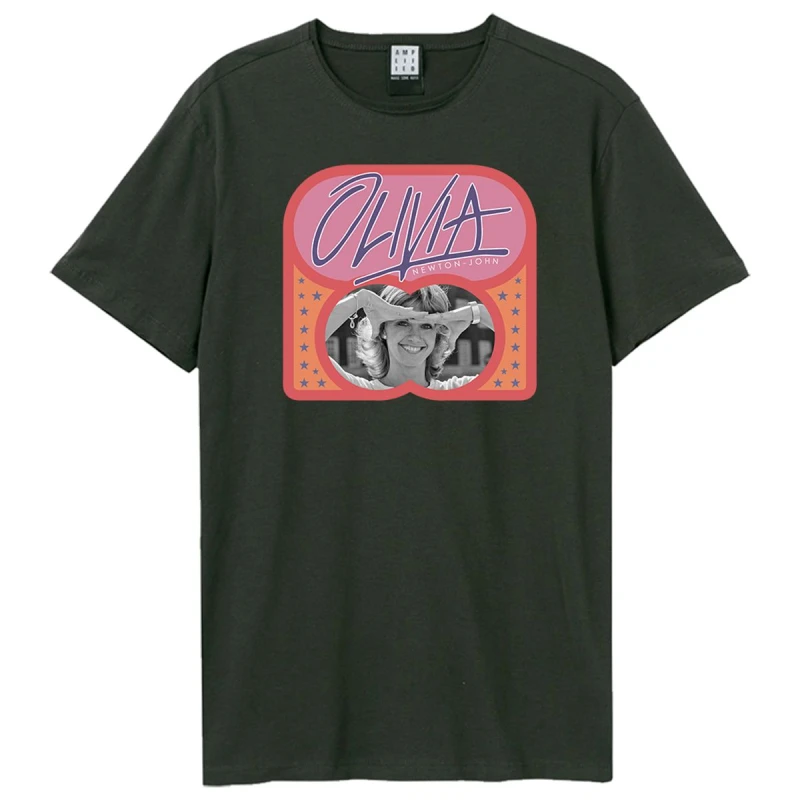 Image of Amplified Amplified Men Photo Olivia Newton-John T-Shirt in Charcoal Size: X-Small Charcoal XS Male 5063806007951