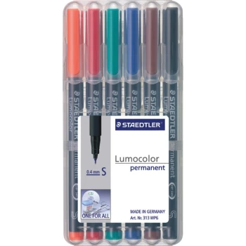 image of 313 Lumocolor Permanent Pen 0.4MM Superfine Tip - (Wallet-6)