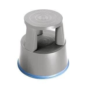 Image of 2Work Plastic Step Stool with Non-Slip Rubber Base 430mm Light Grey