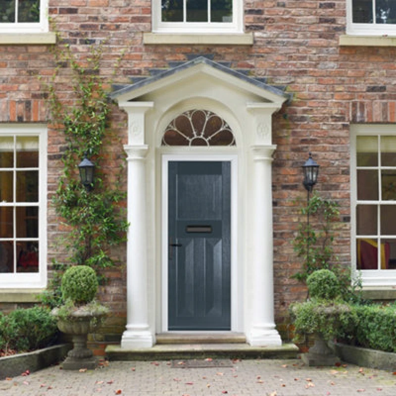 Image of Lacerta Composite Door Eaton Solid 7016 Grey 920mm X 2090mm Open In Right Hand No Glass 10 Year Guarantee - Free Delivery & Smart Lock