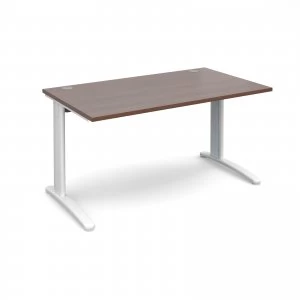 image of TR10 Straight Desk 1400mm x 800mm - White Frame Walnut Top