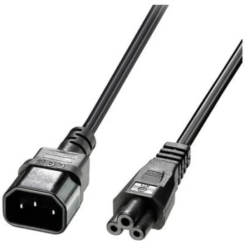 image of LINDY Current Cable [1x IEC C14 plug - 1x C5 Mickey Mouse socket] 1m Black