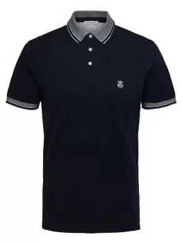 SELECTED Organic Cotton - Polo Shirt Men Blue