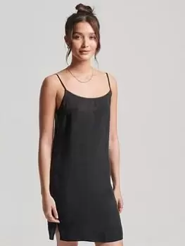 Image of Superdry Studios Cupro Mini Dress -black, Black, Size 10, Women