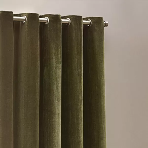 Image of Heavy Chenille Olive Eyelet Curtains Heavy Chenille Nutmeg
