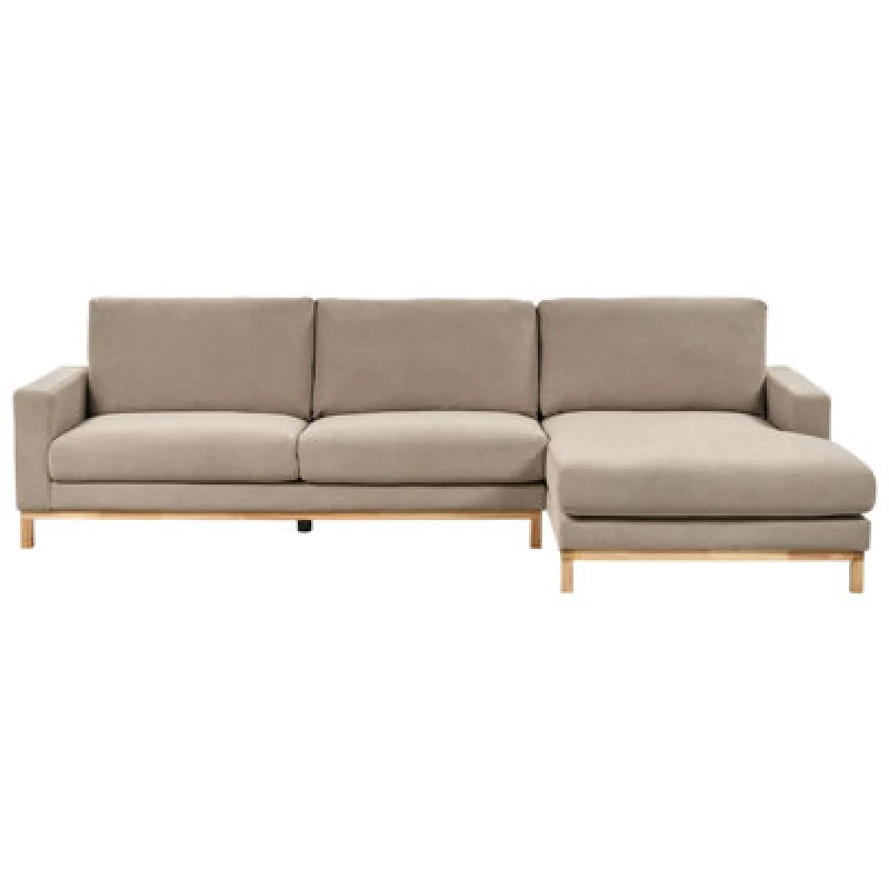 Image of Beliani Corner Sofa 4 Seater Siggard Fabric Taupe Left Hand