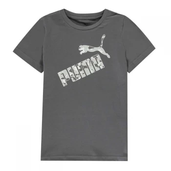 Puma Big Logo Camo T Shirt Junior Boys - Castlerock/Camo