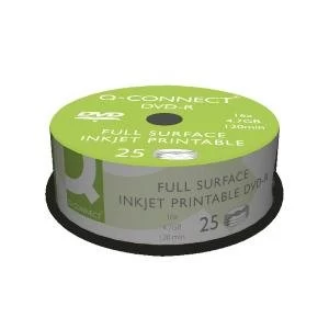 Image of Q-Connect Inkjet Printable DVD-R Discs 16x 4.7GB Pack of 25 KF18021