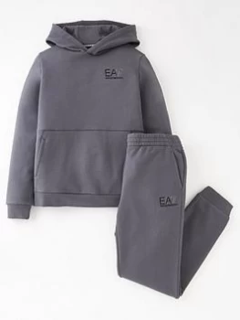 Image of EA7 Emporio Armani Boys Core Id Hoodie Tracksuit - Irongate Size Age: 6 Years