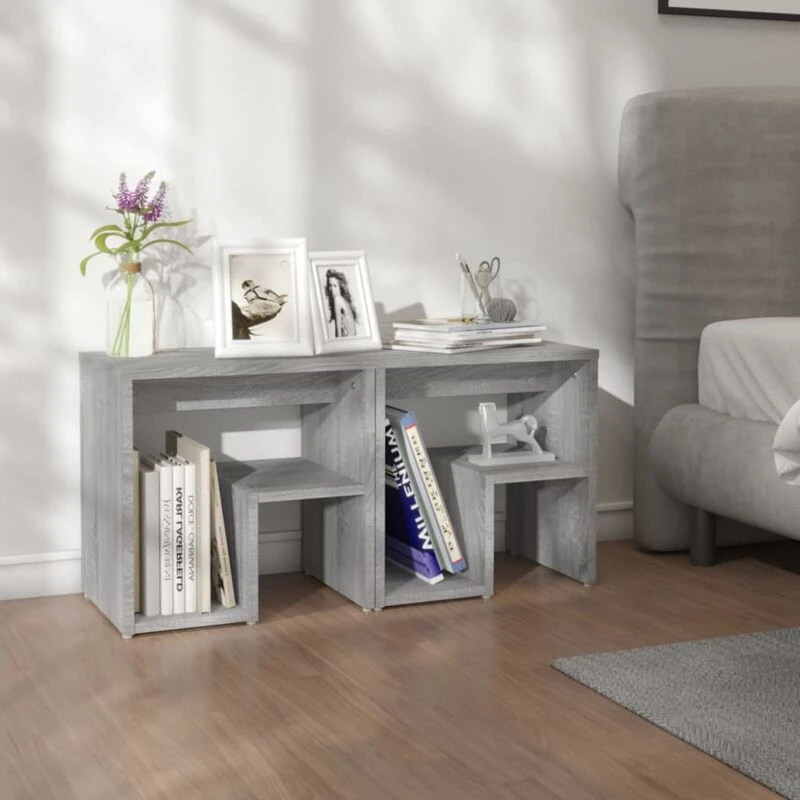 Image of VIDAXL Bed Cabinets 2 pcs Grey Sonoma 40x30x40cm Engineered Wood Vidaxl 8720286932421