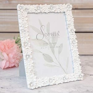 image of 5" x 7" - SOPHIA? White Floral Resin Photo Frame