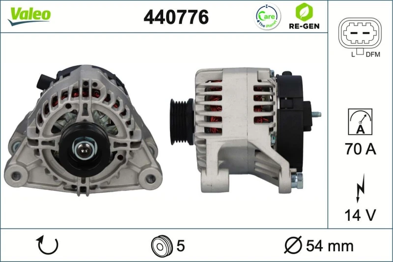 Image of VALEO 440776 Generator VALEO RE-GEN REMANUFACTURED Alternator Charging Current: 70A, Voltage: 14V Alternator (4)