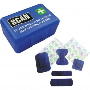 image of Scan Assorted Hydroscopic Blue Plasters Pack of 100