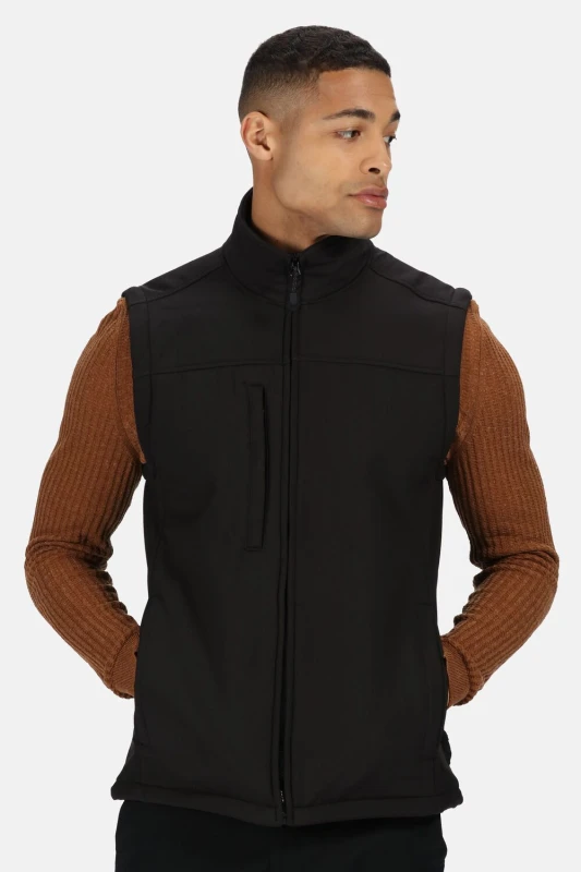 Image of Regatta Mens Flux Warm Workwear Stretch Softshell Gilet Bodywarmer S - Chest 37-38' (94-96.5cm) All Black TRA788-00F-S