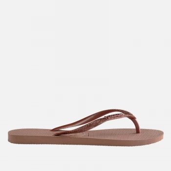 Image of Havaianas Girls Slim Glitter Flip Flops - Crocus Rose - UK 2-3 Kids