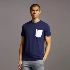 Image of Mens Contrast Pocket T-Shirt - Navy/White - S