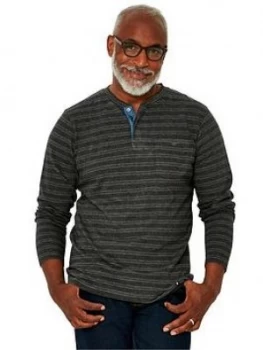 image of Joe Browns Joe Browns Herringbone Henley, Grey, Size S, Men