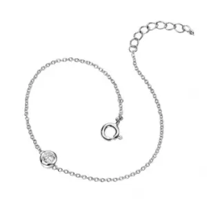 image of Beginnings Sterling Silver Clear Cubic Zirconia Chain Link 17+2cm Bracelet B4085C