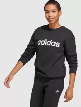 Image of Adidas Sportswear Essentials Linear Sweatshirt, Black/White, Size S, Women