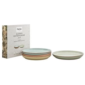 image of Denby Always Entertaining Deli 4 Piece Medium Coupe Plate Set