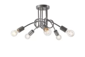 Image of Camilla Multi Arm Semi Flush Ceiling Light Gray, 5x E27