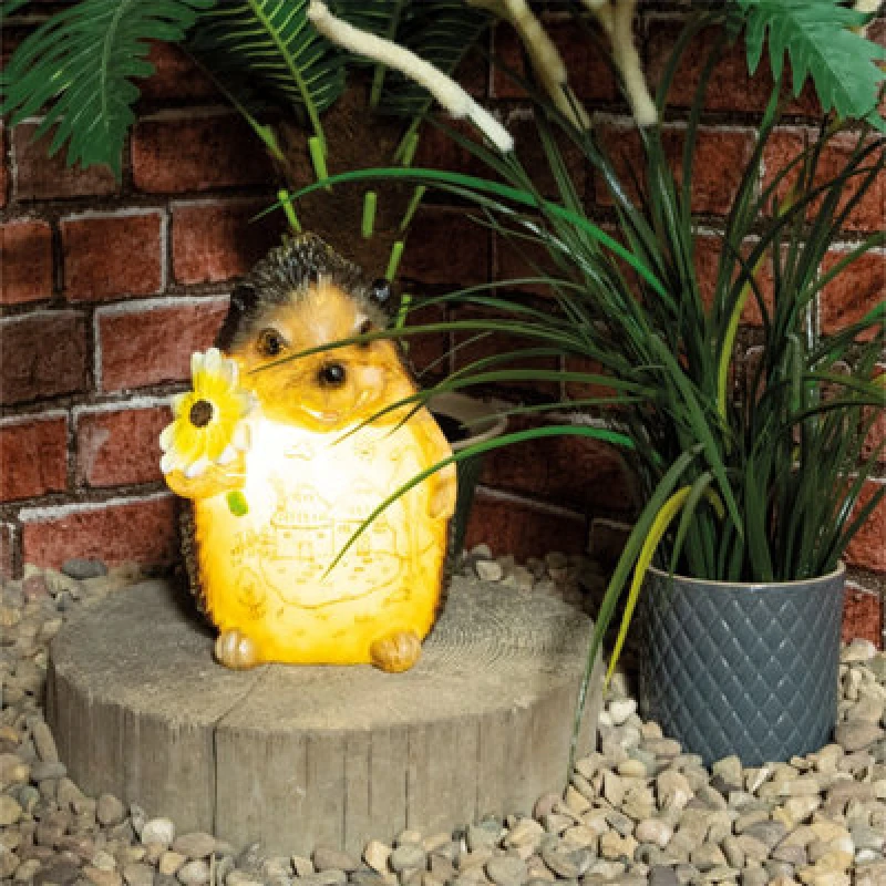 Image of Netagon Garden Outdoor Solar Powered Light Up Animal Hedgehog Ornament Gnome Decoration