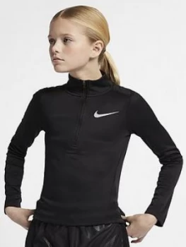 Image of Nike Girls Long Sleeve Running Top - Black Size M 10-12 Years, Women