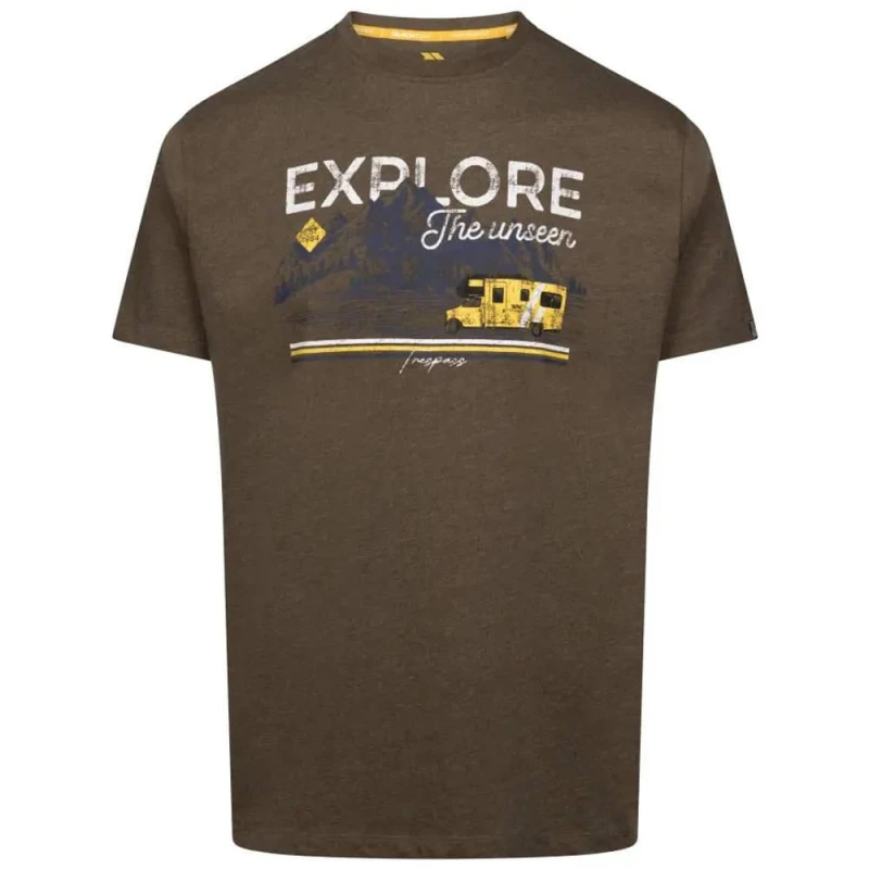 Image of Trespass Trespass Men Thelon Printed Casual T-Shirt in Medium Beige Size: large Medium Beige L Male 5063703790352