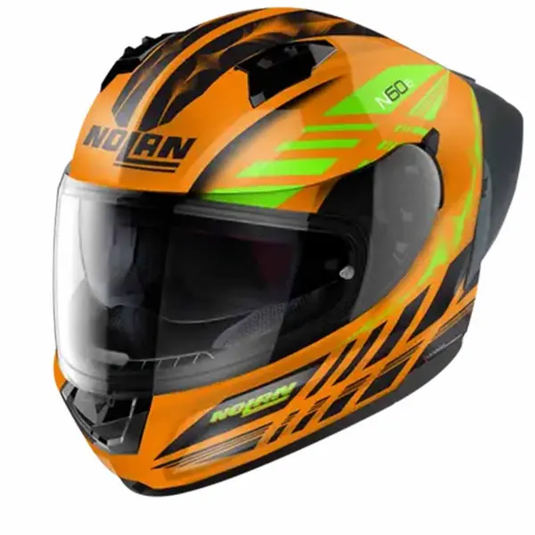 image of Nolan N60-6 SPORT Hotfoot 027 LED Orange Black Light Green Full Face Helmet Size L