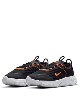 Image of Nike React Live Childrens Trainer - Black/Orange, Grey/Orange, Size 11