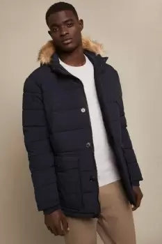 image of Mens Faux Fur Hooded Puffer Jacket