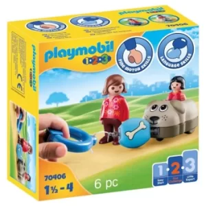 image of Playmobil 1.2.3 Dog Train Car Playset