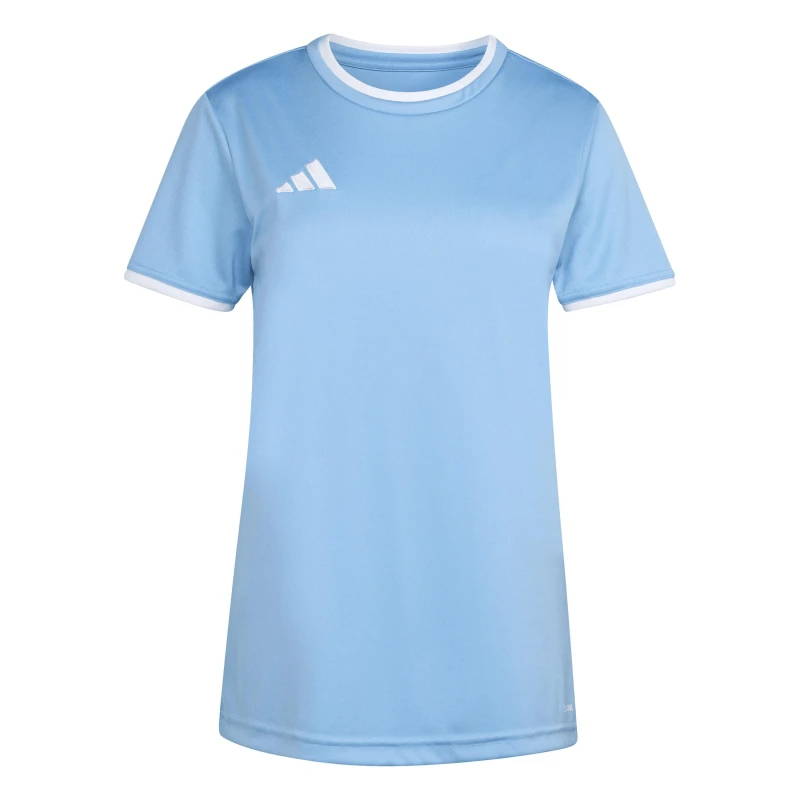 Image of adidas Womens Short Sleeve Performance T-Shirt Lght Blue/White female 10 (S)