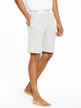 image of Calvin Klein Branded Waist Lounge Shorts - Grey Heather, Size S, Men