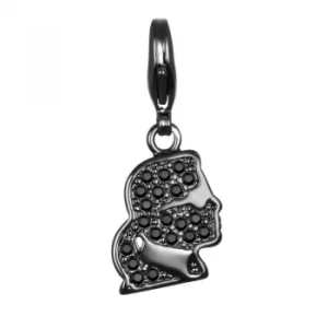 image of Ladies Karl Lagerfeld Black Ion-plated Steel Karl Kameo Charm