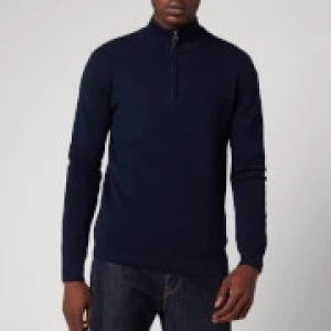 image of Superdry Mens Orange Label Henley Jumper - Dark Navy - L