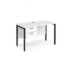 Image of Maestro 25 Home Office Desk with H-Frame and Two Drawer Pedestal 600mm White