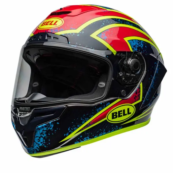Image of Bell Race Star DLX Flex Xenon Gloss Blue Retina Full Face Helmet Size XL