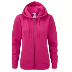 Image of Russell Ladies Premium Authentic Zipped Hoodie (3-Layer Fabric) (XS) (Fuchsia)