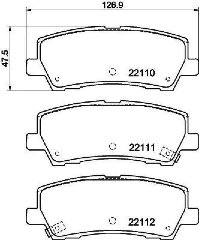 Image of HELLA Brake pad set HELLA 8DB 355 044-271
